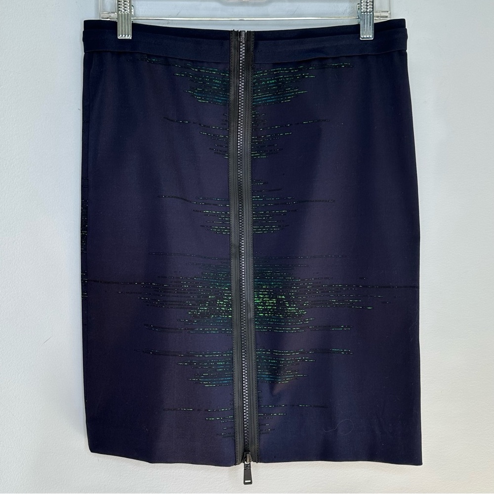 Elie Tahari Women’s Molly Exposed Front Zipper Mini Skirt In Navy Yard 6 BNWT!
